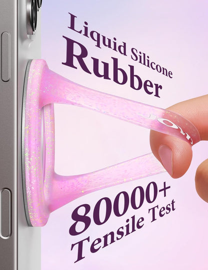 JOYROOM Magnetic Phone Grip, Silicone Finger Loop Grip [Stylish Twinkle][Glitter] Phone Grip for Magsafe, for iPhone 16 Pro Max/15 Pro Max/14/13/12 Series, Pink