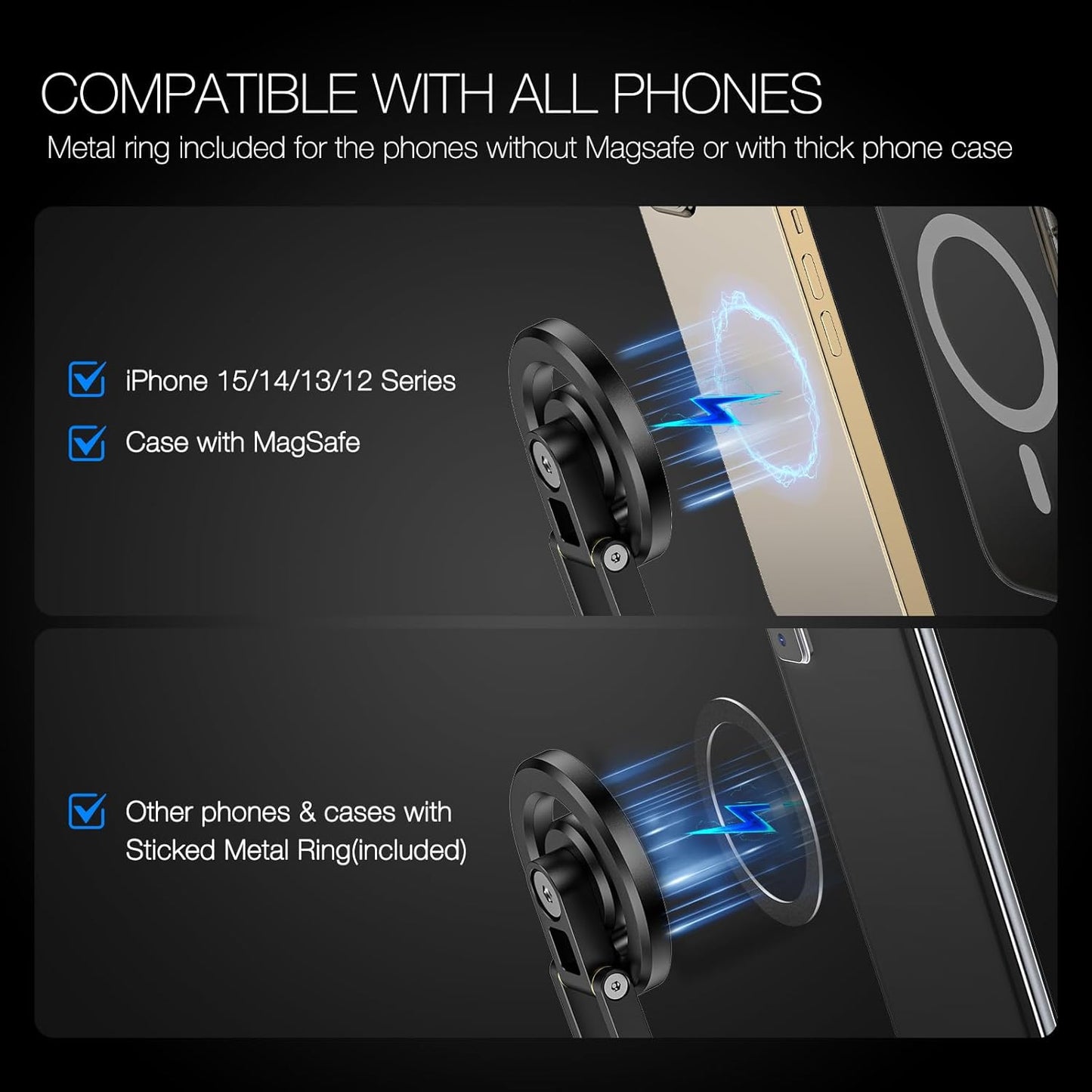 Magnetic Pocket Phone Tripod Foldable Compatible with Magsafe for iPhone 15/14/13/12 Plus Pro Max Series, Mini Cell Phone Tripod Mount Handle Smartphone Desk Stand Travel All in One