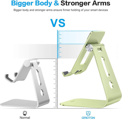 OMOTON Adjustable Tablet Stand for Desk, Upgraded Longer Arms for Greater Stability, T2 Tablet Holder with Hollow Design for Bigger Sized Phones and Tablets Such as iPad Pro/Air/Mini, Green