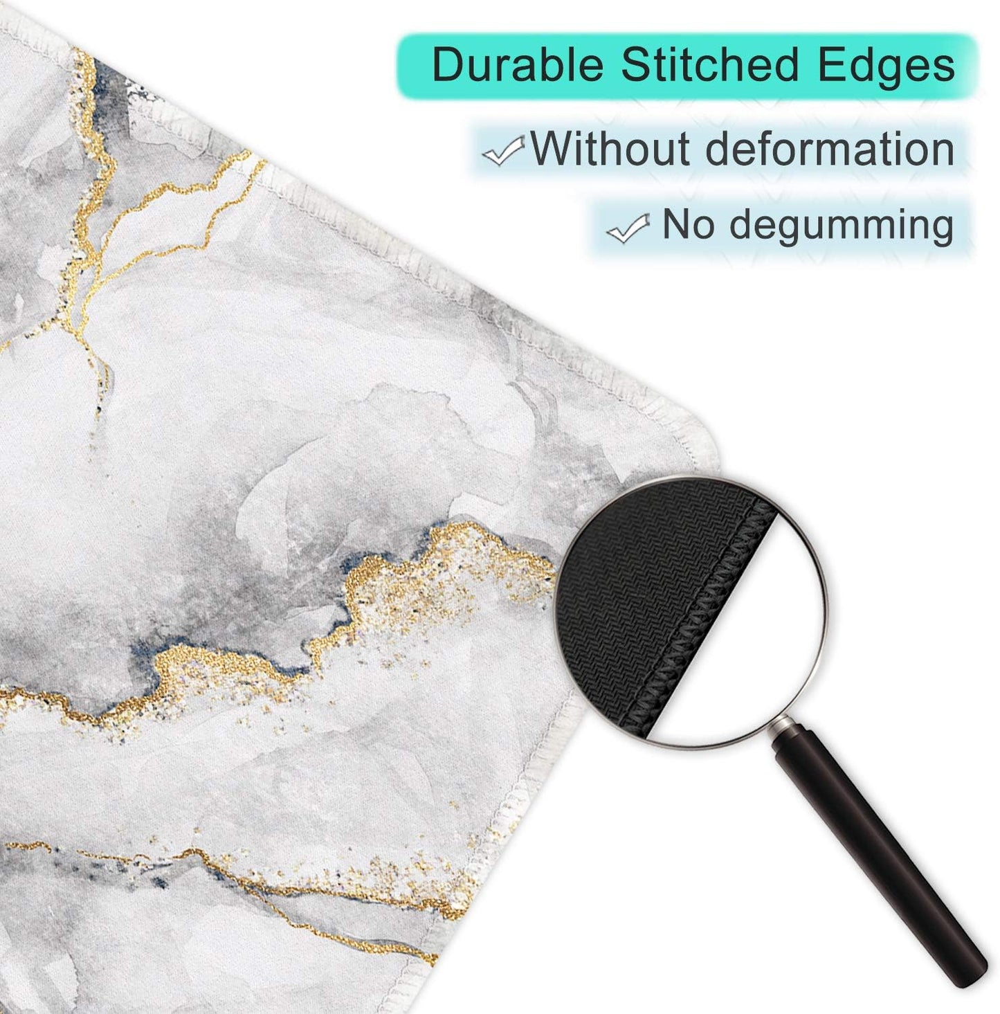 ITNRSIIET Mouse Pad with Stitched Edge Premium Textured Smooth Precise Operation Waterproof Washable Non-Slip Rubber Base Desktop Protection Mat, 10.2×8.3×0.12 inches, Gray Marbling