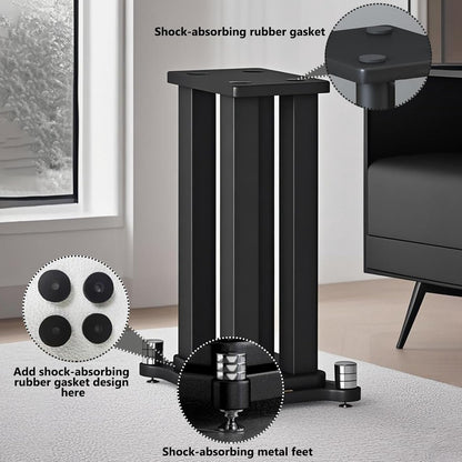 A Pair of Speaker Stands, Bookshelf Speaker Stand Steel Frame Support for Speakers up to 40 kg, Vibration-Absorbing MDF Design, Universal Speaker Stand Improves Sound Quality (40cm/15.7in)
