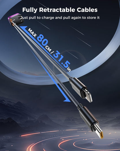 [2024 Upgraded] 4 in 1 Retractable Car Charger, SUPERONE Smaller Fast Car Phone Charger 69W with Cord, USB C and iPhone Car Charger Adapter, Compatible iPhone 15/15 Pro Max/14/13/12/11, Sumsung