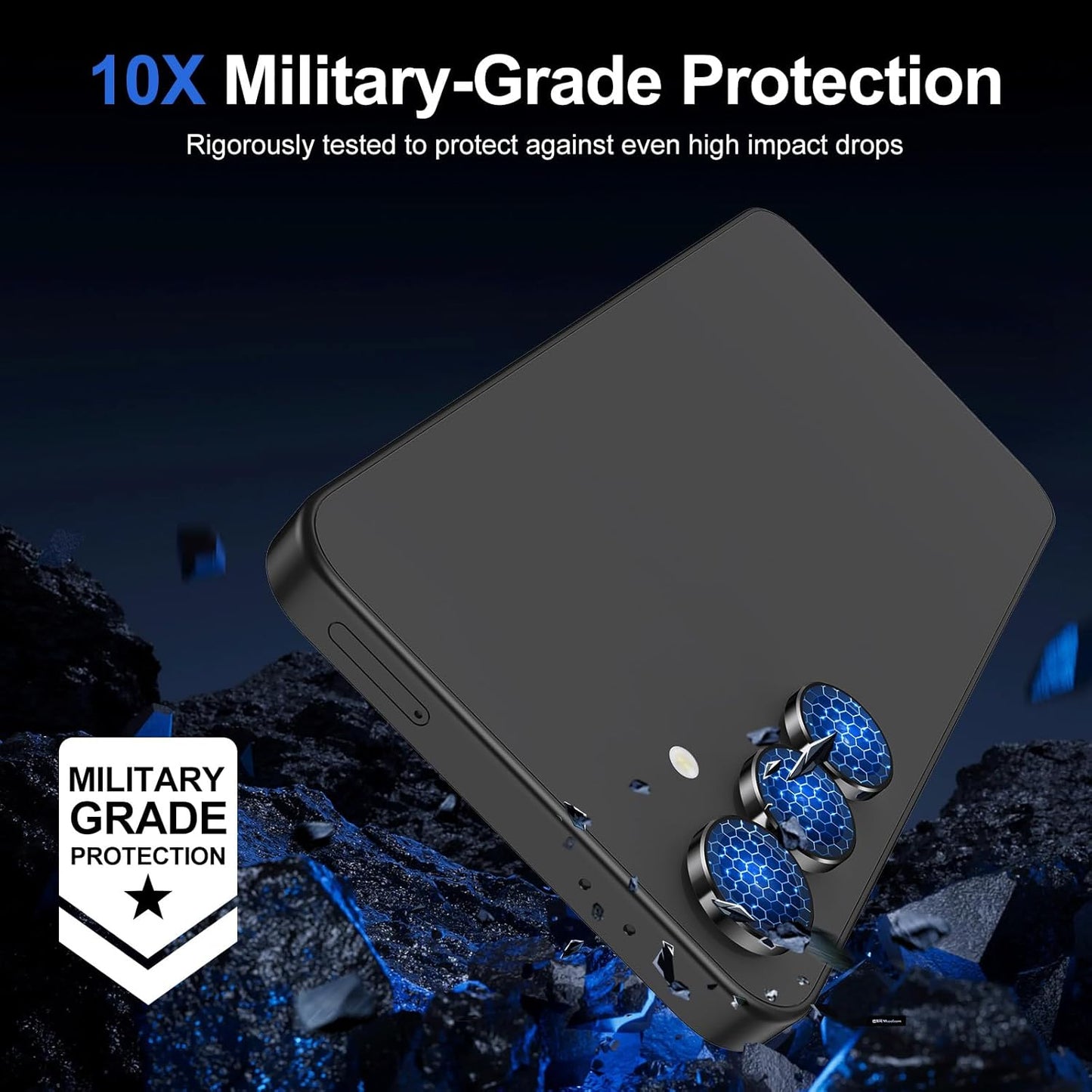 for Samsung Galaxy S24 FE Camera Lens Protector, Individual Metal Ring Tempered Glass Lens Cover, [Strong Adsorption] Scratch Resistant Ultra-Thin HD Clear Lens Cover, 1 Set-Black Ring