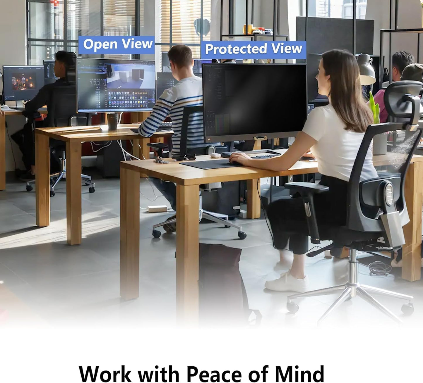 [2 Pack] 32 Inch Hanging Computer Privacy Screen Protector Shield Compatible for 16:9 Widescreen Desktop Monitor - Anti-UV & Blue Light Filter - Hanging Design for Easy On/Off