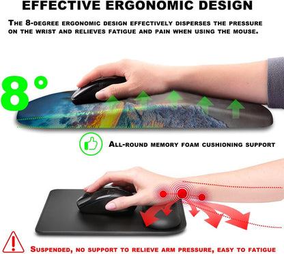 Mouse Pad Wrist Support, Ergonomic Mouse Pad with Massage Dot, Comfortable Computer Mouse Pad for Laptop, Wrist Rest Pain Relief Mousepad with Non-Slip PU Base for Office & Home, 12 x 8 in