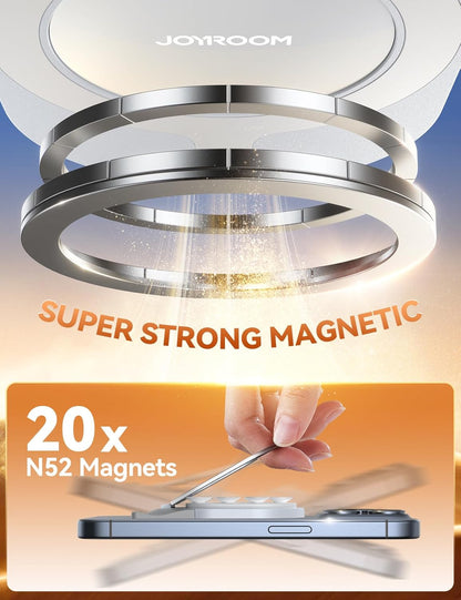 JOYROOM Suction Cup Phone Mount, Magsafe Phone Grip with Pull Ring, Phone Suction Grip for iPhone Samsung Android, Cell Phone Grip Holder for Creators, Selfies, Fitness(White)