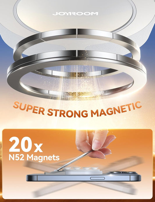 JOYROOM Suction Cup Phone Mount, Magsafe Phone Grip with Pull Ring, Phone Suction Grip for iPhone Samsung Android, Cell Phone Grip Holder for Creators, Selfies, Fitness(White)