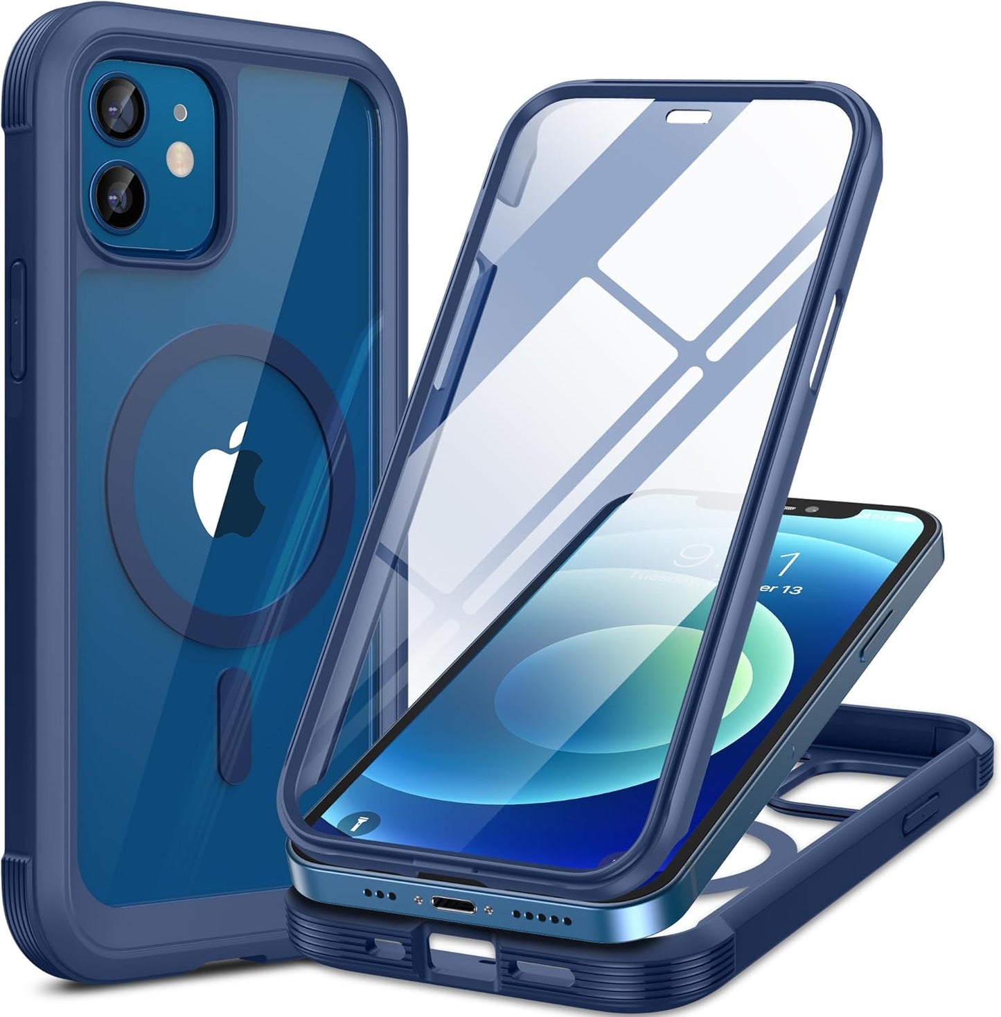 Miracase Magnetic for iPhone 12 mini Case, [360 Full-Body Protection & Complete Camera Guard], Drop & Scratch-Resistant, Shockproof, Stylish Clear iPhone Case, iPhone 12 mini Cover, Blue