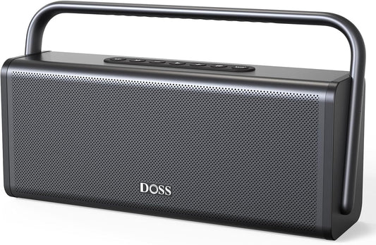 DOSS SoundBox XL Pro Bluetooth Speaker with 50W Powerful Stereo Sound, Extra Bass,16H Playtime, Integrated Metal Body, Aluminum Alloy Handle, Portable for Home, Office, Backyard, Camping