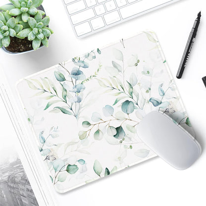 ITNRSIIET Mouse Pad with Stitched Edge Premium Textured Smooth Precise Operation Waterproof Washable Non-Slip Rubber Base Desktop Protection Mat, 10.2×8.3×0.12 inches, Leaves and Branches