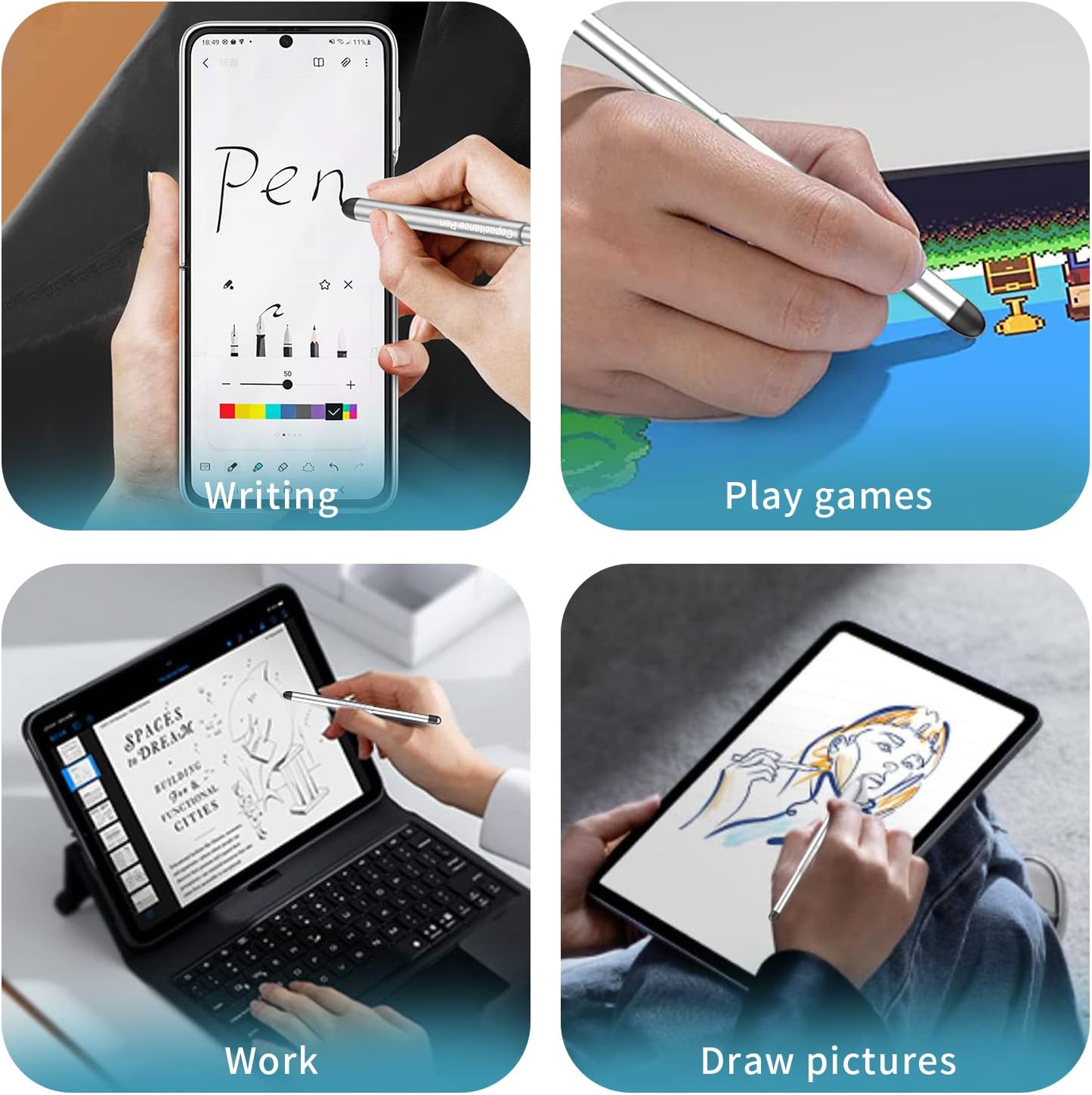 Stylus Pens with Pen Slot for Touch Screens, High Precision Capacitive Universal Stylus for iPad iPhone Tablets Samsung Galaxy All Touch Screen Devices (Black)