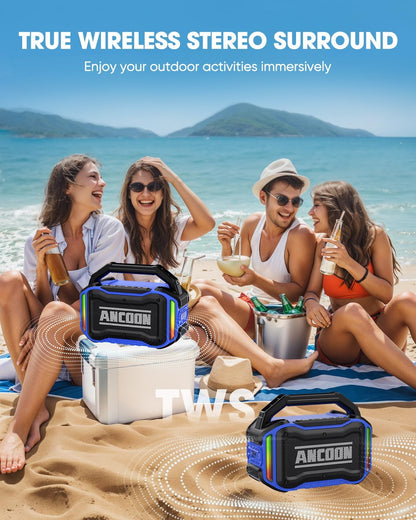Speakers Bluetooth Wireless: 80W(Peak) Loud Speaker with Bass, 20H Playtime, IPX6 Waterproof, Large Jobsite Speakers for Work, Outdoor, Workshop, Garage, Portable Speaker with TWS (Blue)
