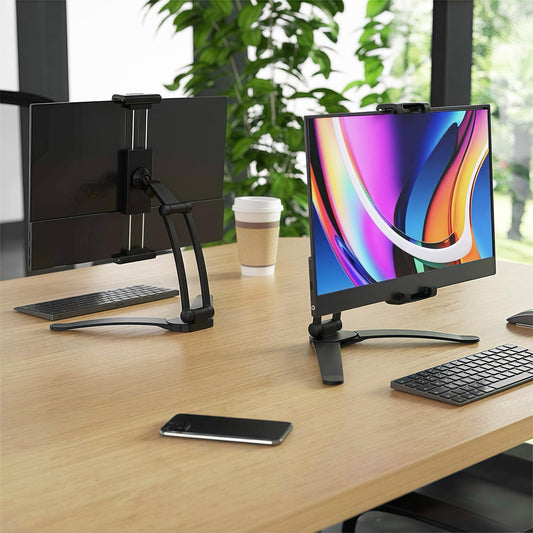 Kado Portable Monitor Stand Aluminum Alloy, Tablet Holder Phone Clamp for Display Phone, Wall Mount 3M Cubical Mount for Portable Monitor, Kitchen Cabinet Tablet Holder for iPad Surface Pro