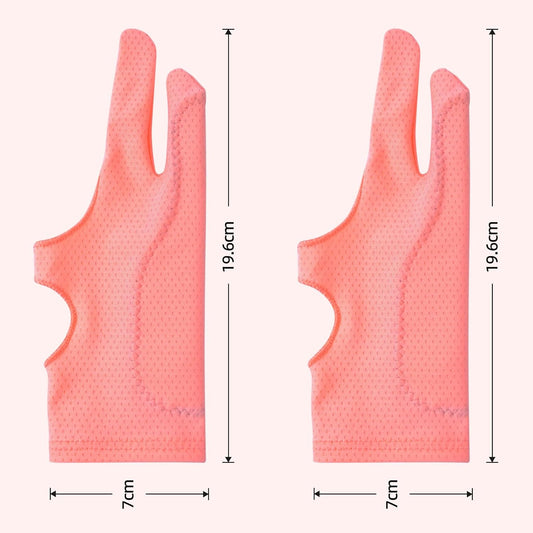 Drawing Glove Right Left Hand [Pink 2Pack] Palm Rejection Glove for iPad Surface Tablet,Graphic Tablet, Graphics Monitor Digital Art Sketching, Inking, Coloring Two Finger Artist Gloves