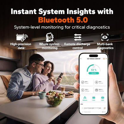 LiTime 12V 100Ah LiFePO4 Group 31 Battery, Compatible with Victron, Built-in 100A BMS & Bluetooth, Low-Temperature Protection, CAN/RS485 Communication, Ideal for Trolling Motors, Marine, RV (2Pack)