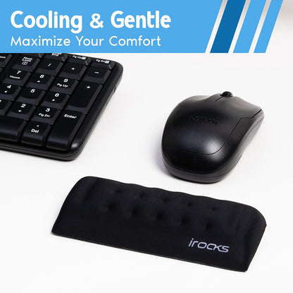 i-Rocks Memory Foam Mouse Wrist Rest - Pain-Reducing Wrist Rest for Mouse - Non-Slip Rubber Base Wrist Rest - Cooling Mouse Wrist Support for Long Hours of Work, Studying, Gaming (Black)