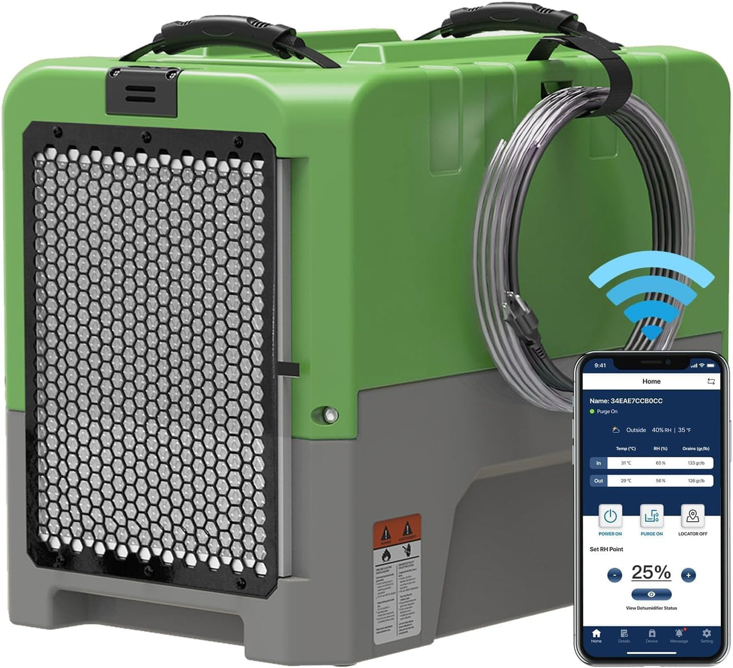 ALORAIR Smart WiFi LGR Commercial Dehumidifier 180 PPD (Saturation) with Hose, Industrial Dehumidifier with Pump, 5 Years Limited Warranty, cETL Listed, 85 PPD at AHAM, Flood Repair, Green
