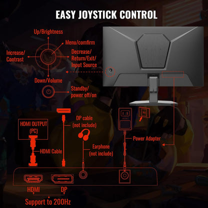 SANSUI Gaming Monitor, 24 Inch 200Hz 180Hz, FHD 1080P 1ms 110% sRGB Computer Monitor, HDMI DP Ports VESA Support for Game Office (HDMI Cable Included ES-G24F4H)