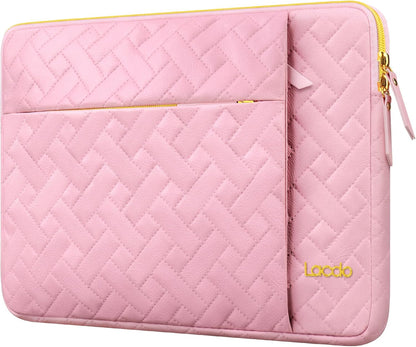 Lacdo 15-15.6 Inch Laptop Sleeve Case for Acer HP Lenovo Dell ASUS Laptop, Acer Aspire 15, HP Pavilion/Envy 15, Dell Latitude 15, Lenovo ThinkPad/IdeaPad 15, ASUS ZenBook 15 Computer Bag, Sakura Pink