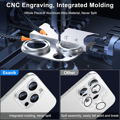 Esanik 2 Pack for iPhone 15 Pro/iPhone 15 Pro Max Camera Lens Protector (White Titanium)