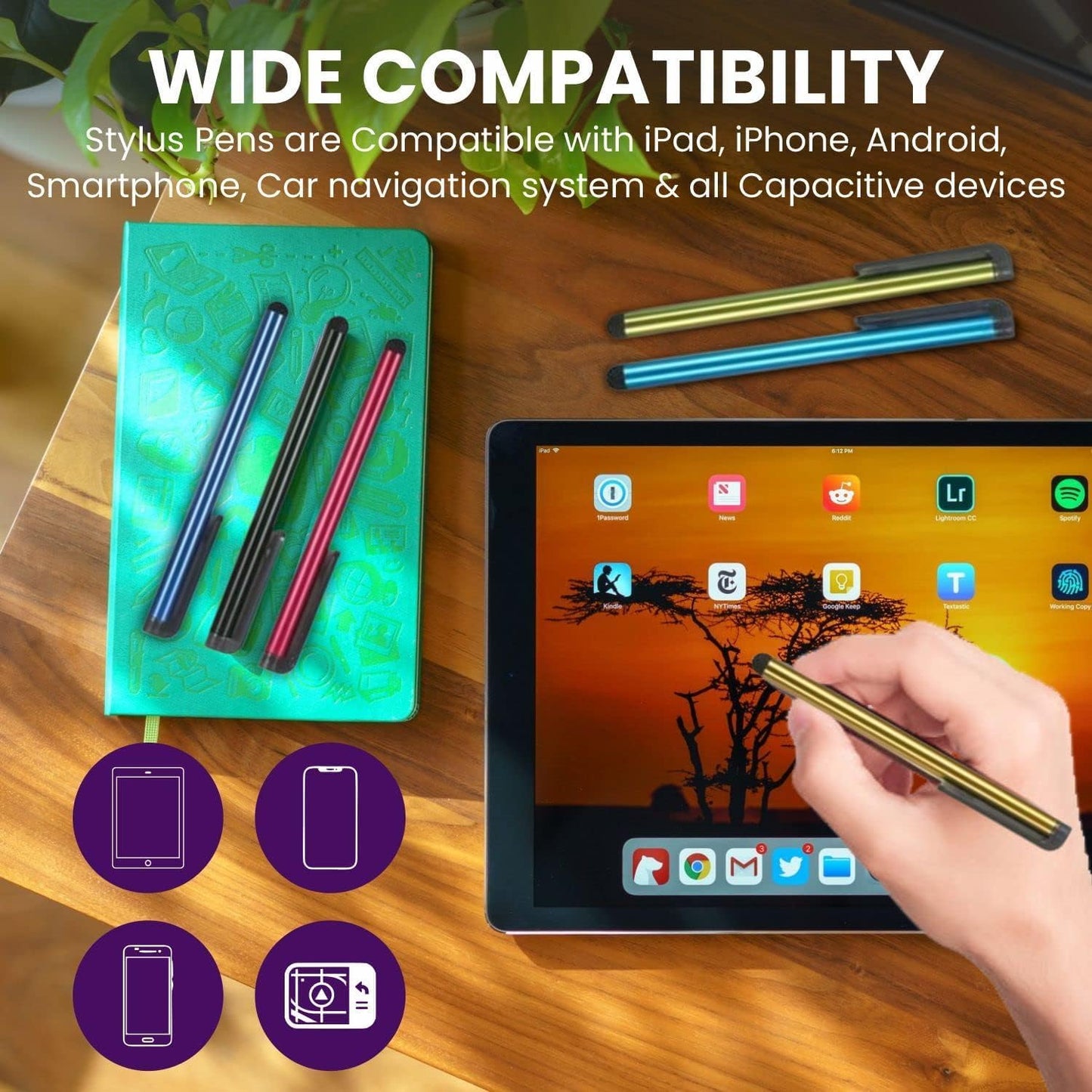 Stylus Pens for Touch Screens, 300 Pieces Stylists Pack Universal Colorful Long Metal, Touch Screen Pens for iPad, iPhone, Android, Galaxy, Chrome Book, Tablets, Assorted Colors All Touch Devices - 4"