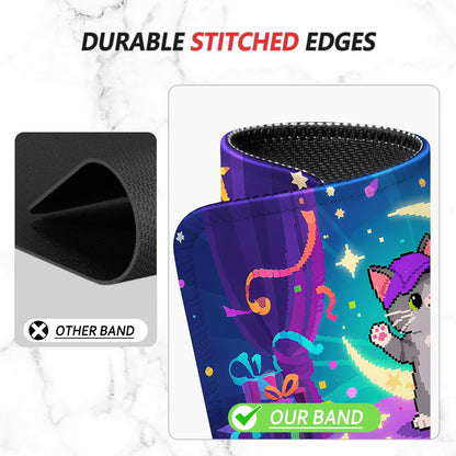 ITNRSIIET Mouse Pad Non-Slip Rubber Base Smooth Surface Stitched Edges Waterproof Durable Compatible with All Mice for Office & Gaming, Desk Accessory, 10.2x8.3x0.12 inch, PixelPartyCat