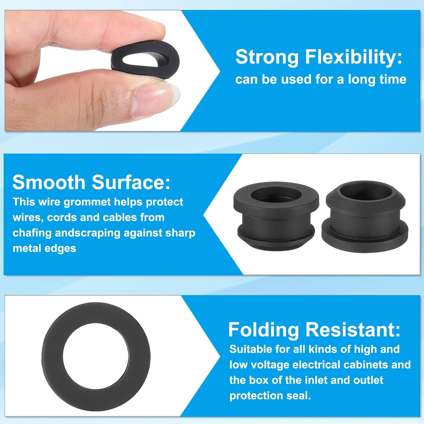 PATIKIL 16mm / 5/8 Inch Drill Hole,1/2 Inch ID Rubber Grommets, 12Pcs Top Hat Grommet for Wiring Eyelet Ring Gasket Automotive Firewall Cable Hole Plugs Wires Protection, Black