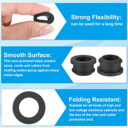 PATIKIL 16mm / 5/8 Inch Drill Hole,1/2 Inch ID Rubber Grommets, 12Pcs Top Hat Grommet for Wiring Eyelet Ring Gasket Automotive Firewall Cable Hole Plugs Wires Protection, Black