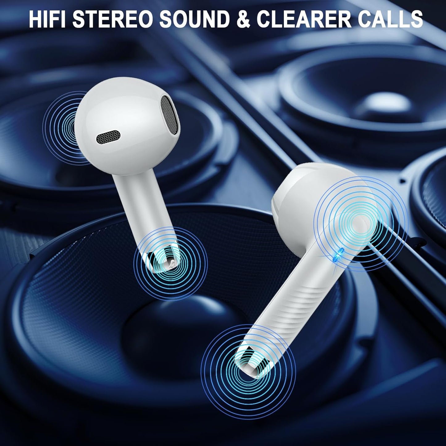 Wireless Earbuds, Bluetooth 5.4 Ear Buds LED Power Display Headphones Bass Stereo, Bluetooth Earbuds in-Ear Noise Cancelling Mic, 40H Playback Mini Case IP7 Waterproof Sports Earphones for Android iOS