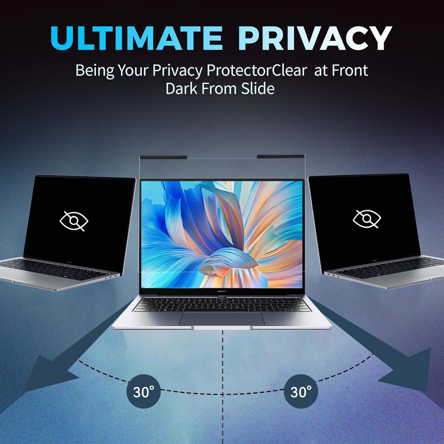 Magnetic Laptop Privacy Screen Filter 16 inch for 16:9 Widescreen Computer Monitor, Removable Anti Blue Light Privacy Shield, Anti-Glare Protector