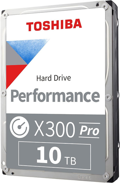 Toshiba X300 PRO 10TB High Workload Performance for Creative Professionals 3.5-Inch Internal Hard Drive – Up to 300 TB/Year Workload Rate CMR SATA 6 GB/s 7200 RPM 512 MB Cache - HDWR71AXZSTB