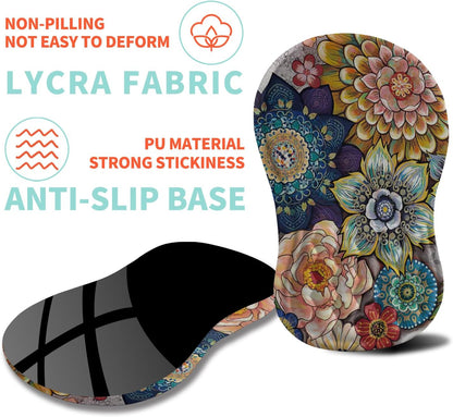 Ergonomic Mouse Pad Wrist Support with Memory Foam Massage Bulge, Carpal Tunnel Pain Relief Mousepad Wrist Rest for Mouse(12x8 inch, Blooming)