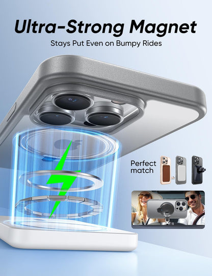 MAGIC JOHN 360° Rotatable Magnetic Invisible Stand for iPhone 16 Pro Max Case [Camera Control Button] [Compatible with MagSafe] 16FT Shockproof for iPhone 16 Pro Max Case with Kickstand, Gray