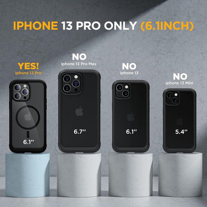 Miracase Magnetic Case for iPhone 13 Pro 6.1 Inch,with MagSafe,Built in Screen Protector,Full Body Protective(Black)