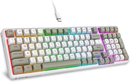 HUO JI Z-99 Wired Mechanical Keyboard, Creamy Sound, Hot Swappable Pre-lubed Linear Switches, Gasket Structure with Sound Dampening Foam, RGB Backlit, 99 Keys Custom Gaming Keyboard for PC/Mac,Gray