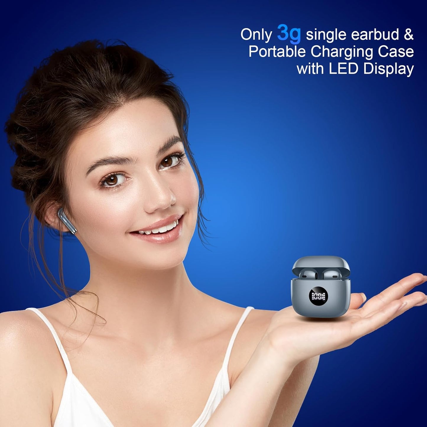 Wireless Earbuds, Bluetooth 5.3 Ear Buds LED Power Display Headphones Bass Stereo, Bluetooth Earbuds in-Ear Noise Cancelling Mic, 40H Playback Mini Case IP7 Waterproof Sports Earphones for Android iOS