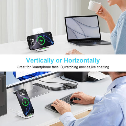 Wireless Charger Stand Fast Charging for Samsung Galaxy S25 S24 FE S23 S22 S21 Z Fold 7, Android Phone Desk Wireless Charging Station for Google Pixel 9 Pro XL Fold 8a 8 7, iPhone 16 15