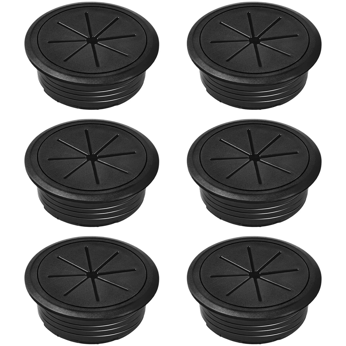 6-Pack Black Desk Grommet Cable Management Kit - 1.97 inch (5cm) Hole Cover,ABS Plastic Grommet Hole Cover Organizer for Office Computer Desk,Hide Cords Neatly