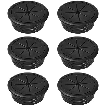 6-Pack Black Desk Grommet Cable Management Kit - 1.97 inch (5cm) Hole Cover,ABS Plastic Grommet Hole Cover Organizer for Office Computer Desk,Hide Cords Neatly