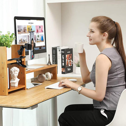 Clamp Phone Stand Holder for Desk/Table/Glass/Baffle/Easel/Guitar Head,360°Adjustable Aluminium Alloy Arm Metal Phone Mount,Compatible with iPhone/Nexus/HTC/LG/Huawei/Smart Phones