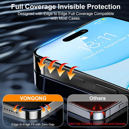 iPhone 15 Pro Screen Protector,Durable and Drop-Proof with 9H Hardness,Bubble-and-Dust-Free 15 Pro HD High-Aluminum Tempered Glass,Easy Installation Exclusively,2 Pack