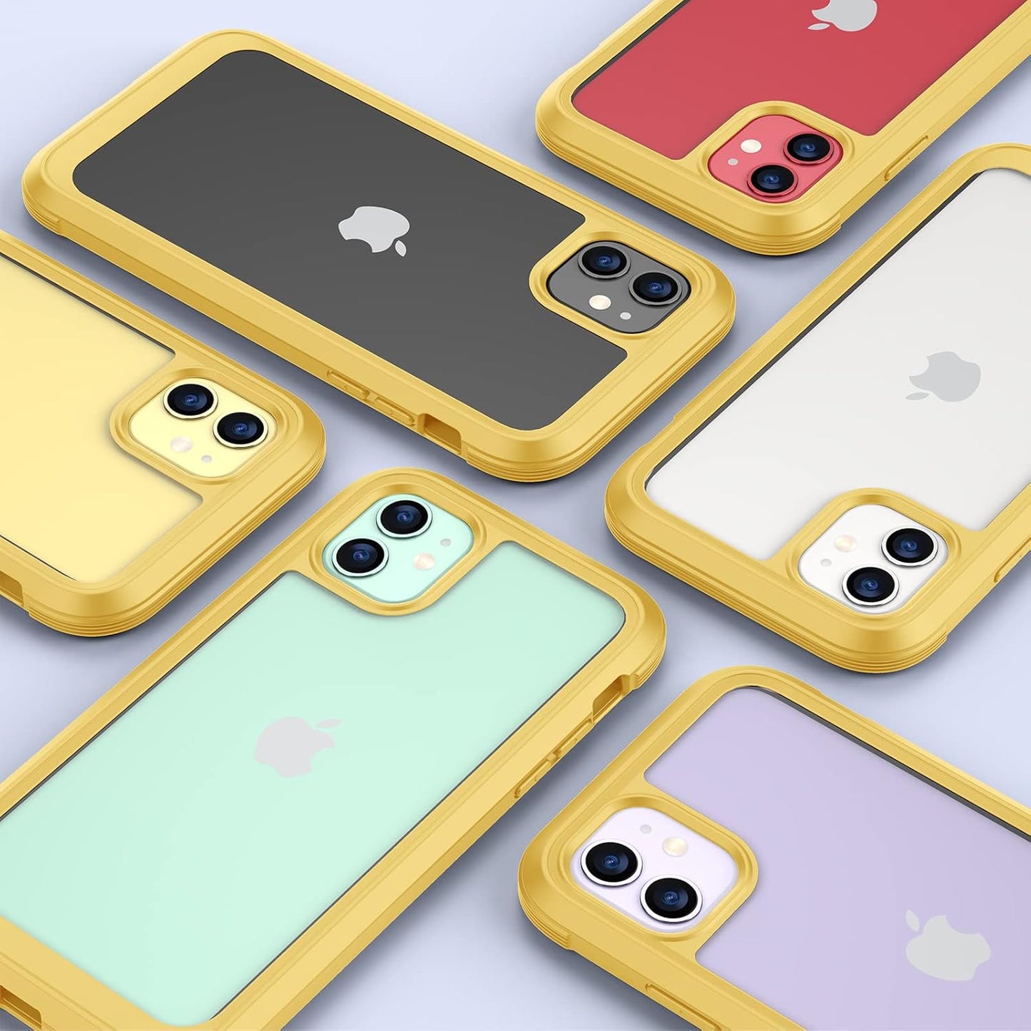 Miracase Glass Series for iPhone 11 Case 6.1 inch, Upgraded Full-Body Rugged Phone Bumper Case Cover with Built-in 9H Tempered Glass Screen Protector and Camera Protector, Yellow