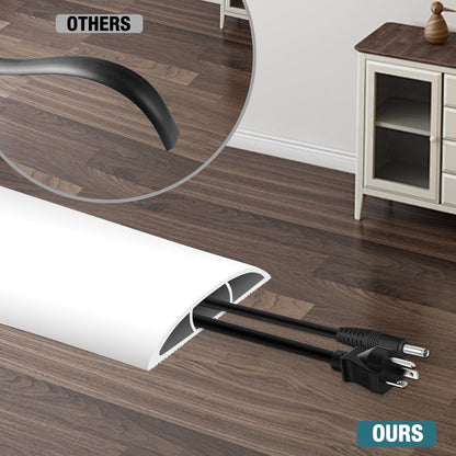 Floor Cord Cover, Cable Protector, 0.63W x 0.31H inches, Wire Cover for Extension Cords, Floor Cable Covers Prevent Cable Trips (White, 50-3 Feet)