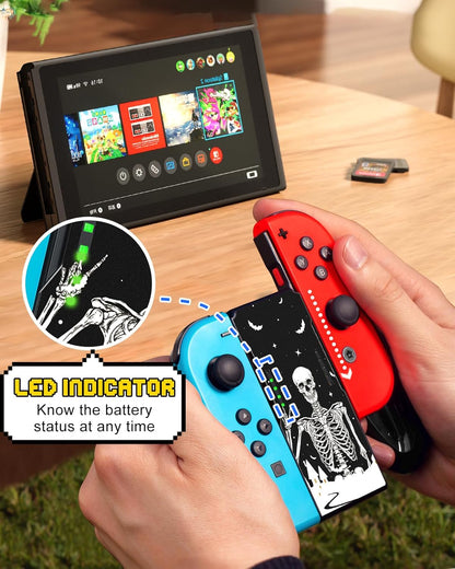 Lotadilo Joy-Con Grip for Nintendo Switch/Switch Oled - JoyCon Comfort Hand Grips Controller for Men Teen Boys Cool Cartoon Anime Design, Skull