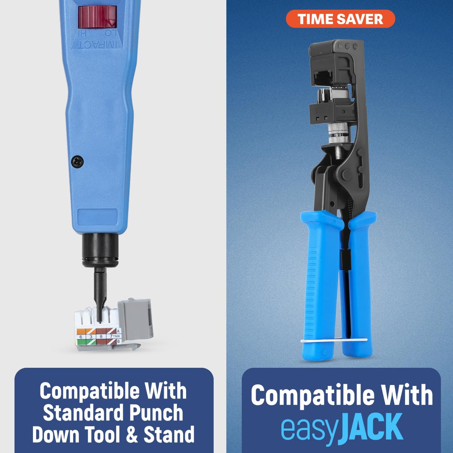 Everest 90° Angled RJ45 Cat6A Keystone Jacks 10-Pack in Gray - Slim Profile Female RJ45 Connectors - Cat 6A Keystone Jack - Compatible with 90° Angled Speed Termination Tool - easyJACK (B094WB91H3)