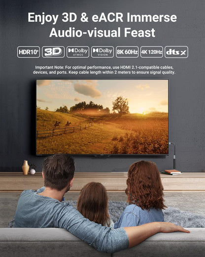 8K Short HDMI Extender Cable 0.6 FT Ideal for Tight Spaces, HDMI Extension Male to Female Adapter, Compatible with Roku TV Stick, HDTV, Game Console, Laptop (2 Pack, 0.6FT)