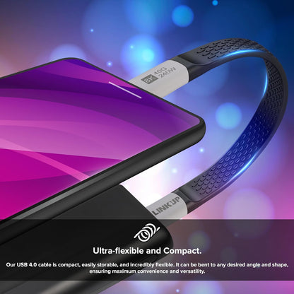 LINKUP USB 4.0 USB C to USB C Cable | Thunderbolt 4/3 Compatible | Type C Charger for MacBook and iPhone | 240W Fast Charging | 40Gbps Data Transfer | 8K@60Hz Display Cord | Use with all USB C devices