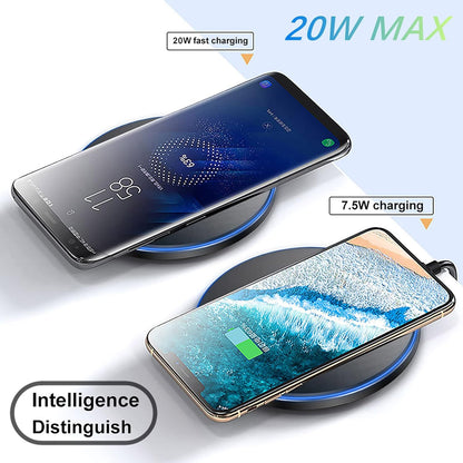 20W Fast Wireless Charger Pad,Wireless Phone Charging Station Compatible with iPhone 16 Pro/16/15/14/13/12/11/SE/X/AirPods,15W Fast Charge for Samsung Galaxy S24/S23/S22/S21/Note/Buds,Pixel,LG