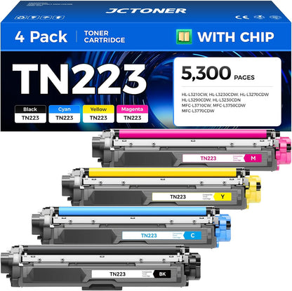 TN223 Toner Cartridge Set 4-Pack Replacement for Brother TN-223 TN227 Compatible with HL-L3270CDW HL-L3210CW MFC-L3770CDW HL-L3290CDW MFC-L3750CDW L3710CW HL-L3230CDW L3230CDN Printer Ink Color Black