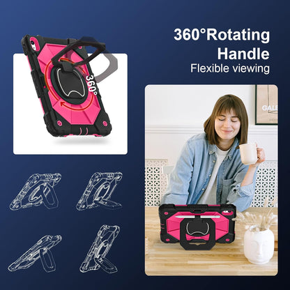 Case for iPad (A16) 11th Generation 11 Inch (2025) / iPad 10th Generation Case 10.9 Inch (2022) with 360° Rotating Stand Screen Protector Pen Holder Shoulder Strap, Black Pink